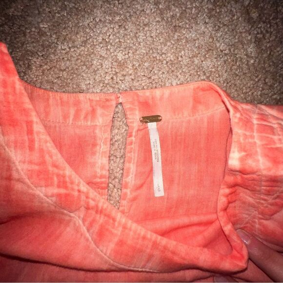 FREE PEOPLE Womens Breathless Moments Ruffled Sleeveless Mini Dress Orange Large - Picture 3 of 5